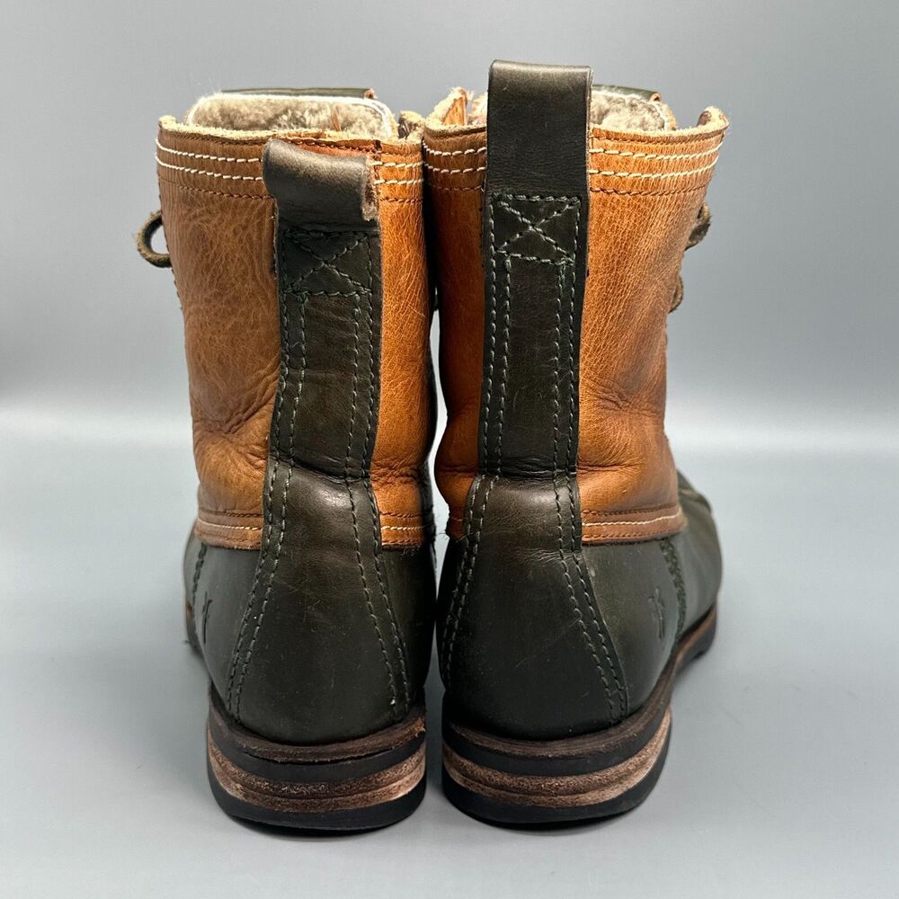 Frye Veronica Women's 6.5 Brown Leather Shearling Duck Boots Lace-Up Mid-Calf - Picture 7 of 12